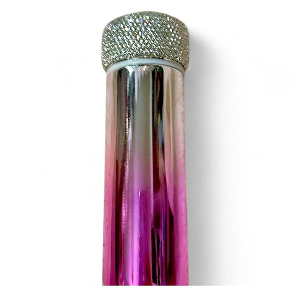 NIB Hot Pink Magenta Silver Rhinestone Stainless Steel Travel Bottle 5.07oz Glam